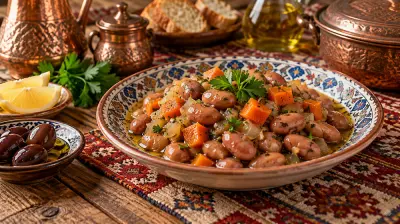 الفاصولياء المرقطة بزيت الزيتون